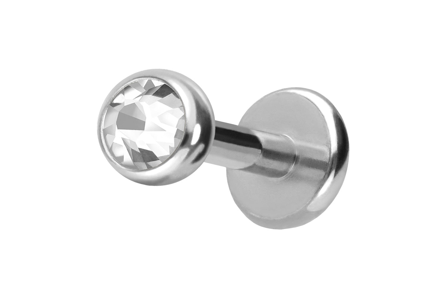 Titan Labret Piercing mit Push Fit KRISTALL